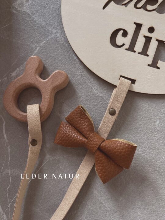 Haarspangen Cliphalter Leder natur