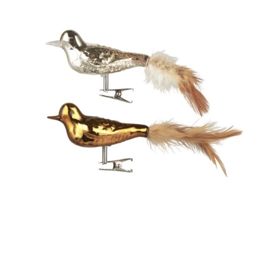 IB Laursen Figur Vogel mit Feder und Clip Set
