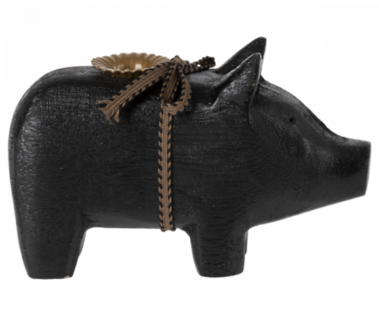 Maileg Herzenhalter Holzschwein - Klein (Schwarz) einzeln