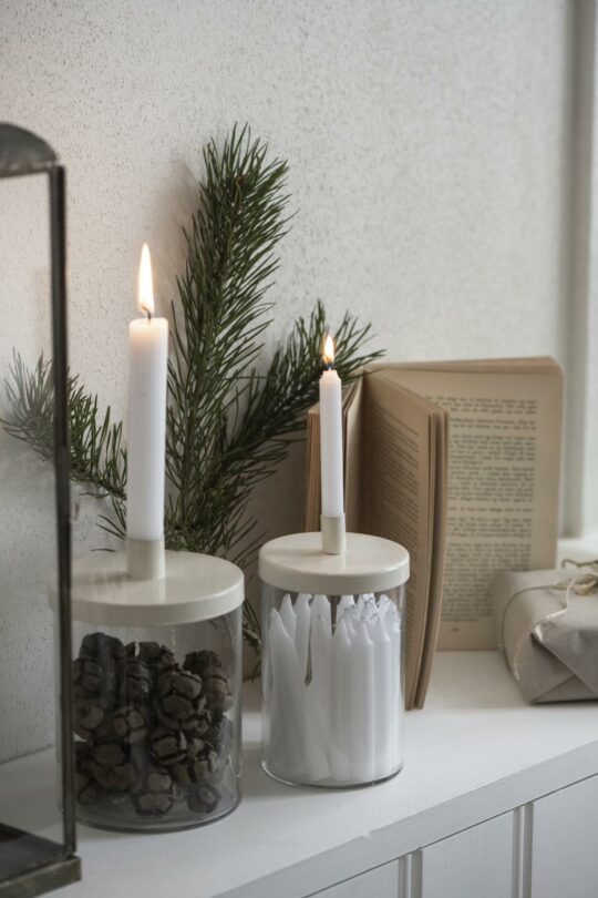 Ib Laursen Kerzenhalter Glas für dünne Kerzen creme Details