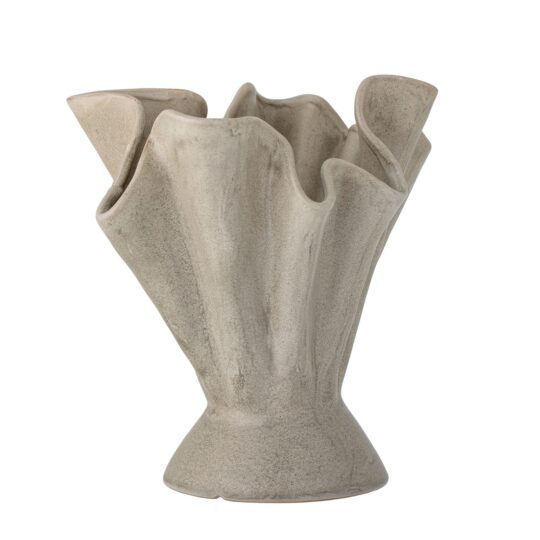 Bloomingville Vase *Plier* grau, Steingut seitlich