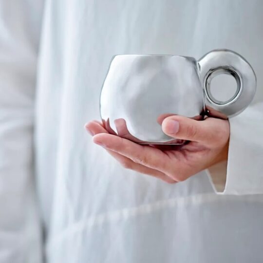 Bloomingville Tasse *Shine* Silber, Steingut Hand